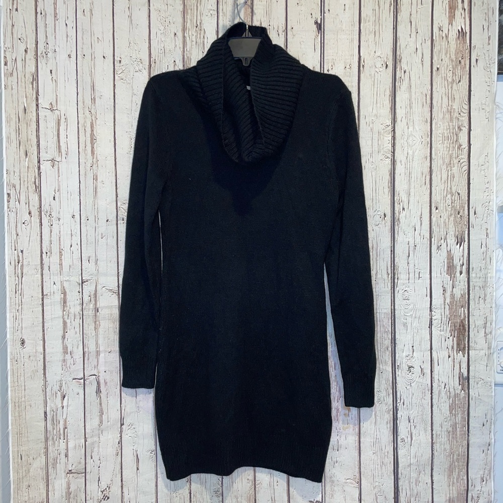 H&M basic black cowl neck turtleneck sweater dress